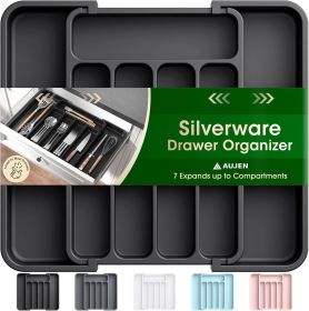 Silverware Organizer - Expandable Kitchen Drawer Organizer, Adjustable Utensil Organizer, Cutlery Tray for Forks, Knives