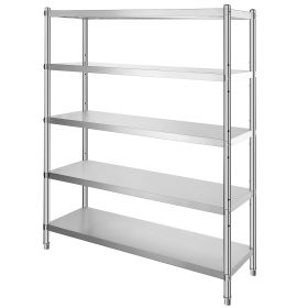 Stainless Steel Shelving 60x18.5 Inch 5 Tier Adjustable Shelf Storage Unit Stainless Steel Heavy Duty Shelving for Kitchen Commercial Office Gara