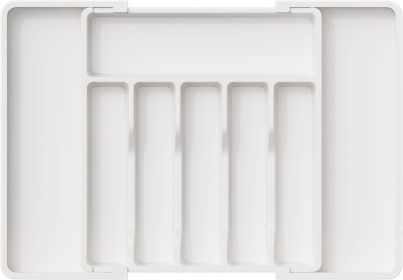 Silverware Drawer Organizer, Expandable Utensil Tray for Kitchen, BPA Free Flatware and Cutlery Holder (Material: Polypropylene)